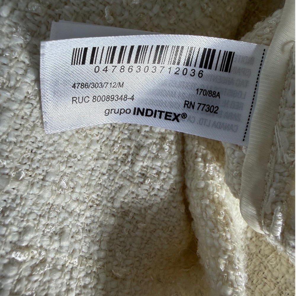 Zara Cream Tweed Textured Fringe Jacket Boho Textured Cardigan‎ 4786/303/712 M - Picture 6 of 9